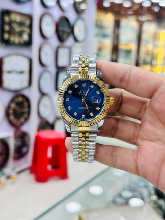 RLX Watch | Day And Date Working |Blue Dial With Master Lock | Stainless Still